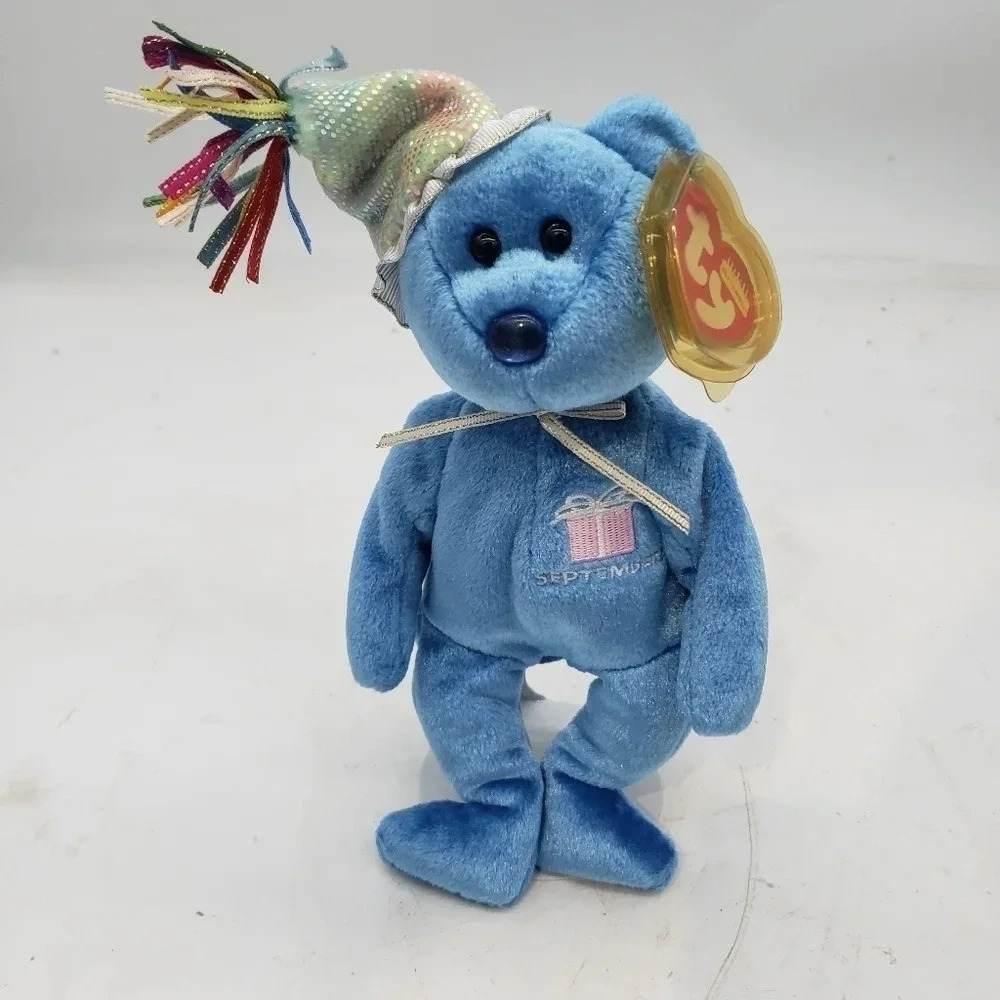 TY Beanie Baby SEPTEMBER The Birthday Bear Blue With Box  2002 Used